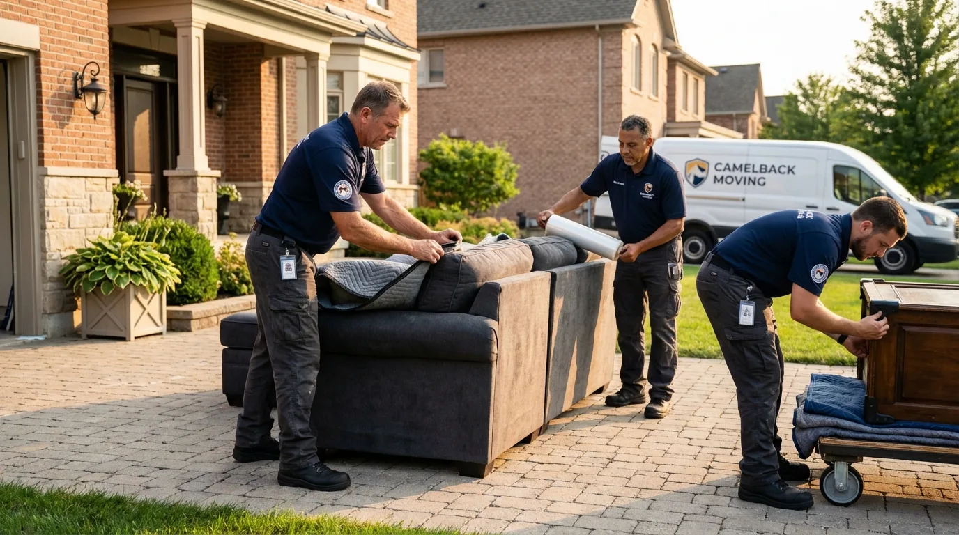 Large estate moving crew wrapping furniture in Clearfield, PA